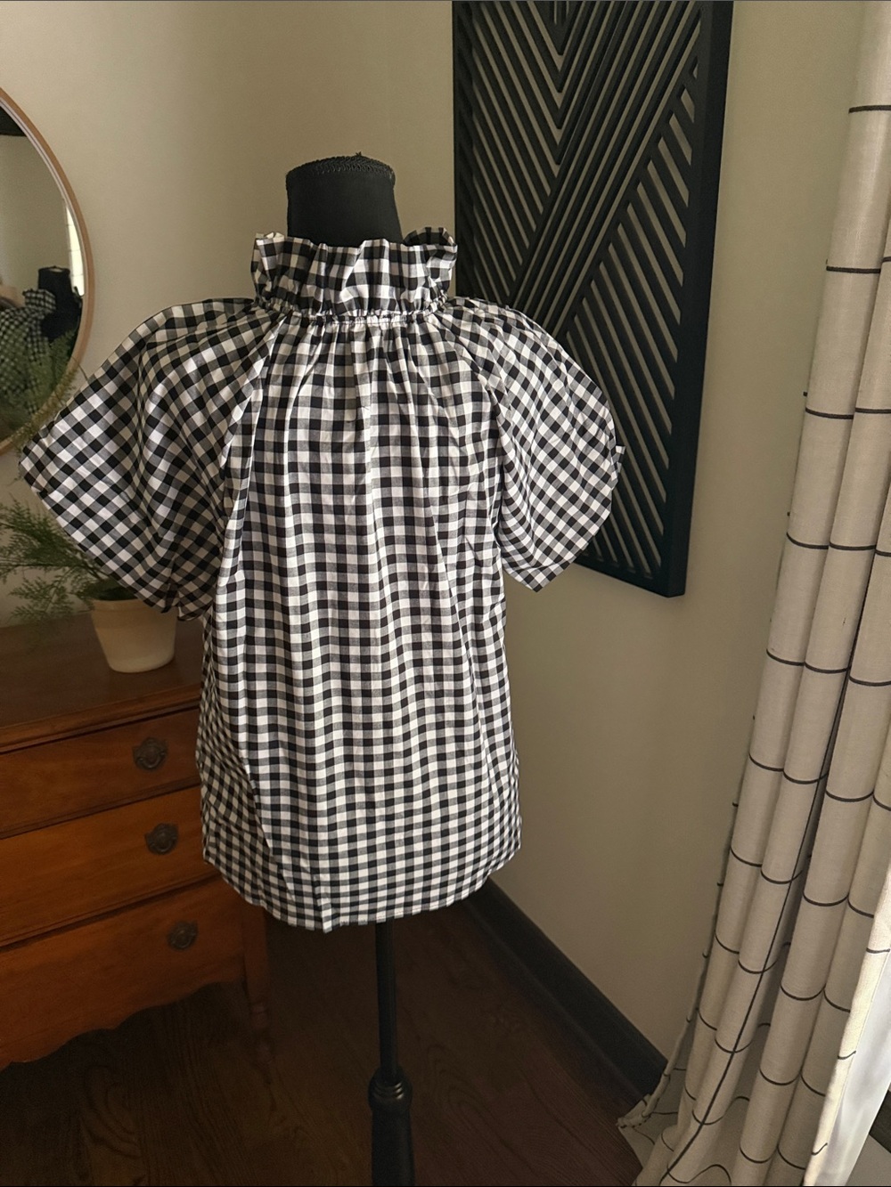 GeeGee black and white gingham bow top small - Picture 4 of 11